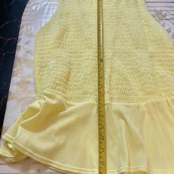 INC INTERNATIONAL CONCEPT Riviera Peplum Top Yellow Pear Size L Stretch - Picture 5 of 6